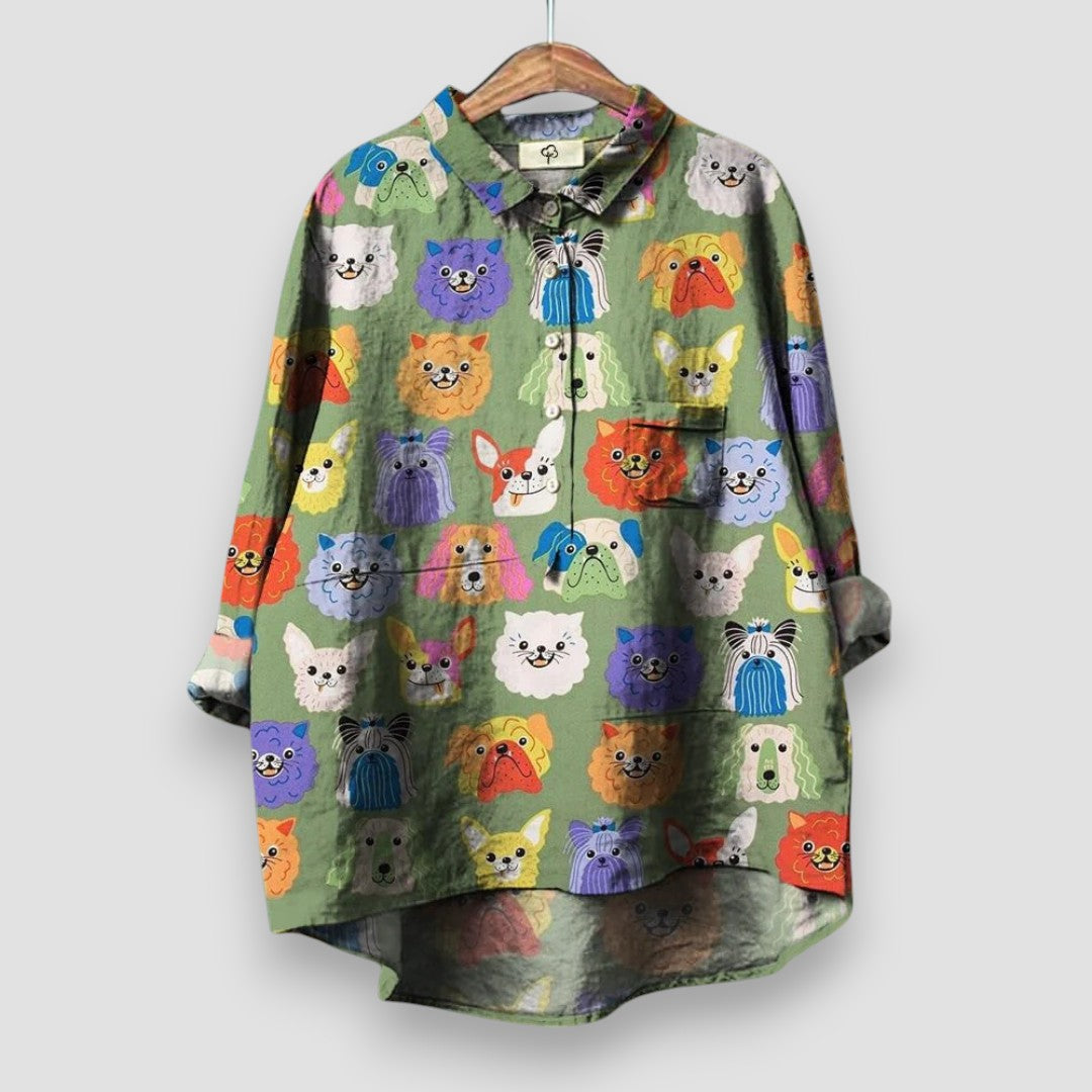 Georgie | Women's Shirt with Dog Print
