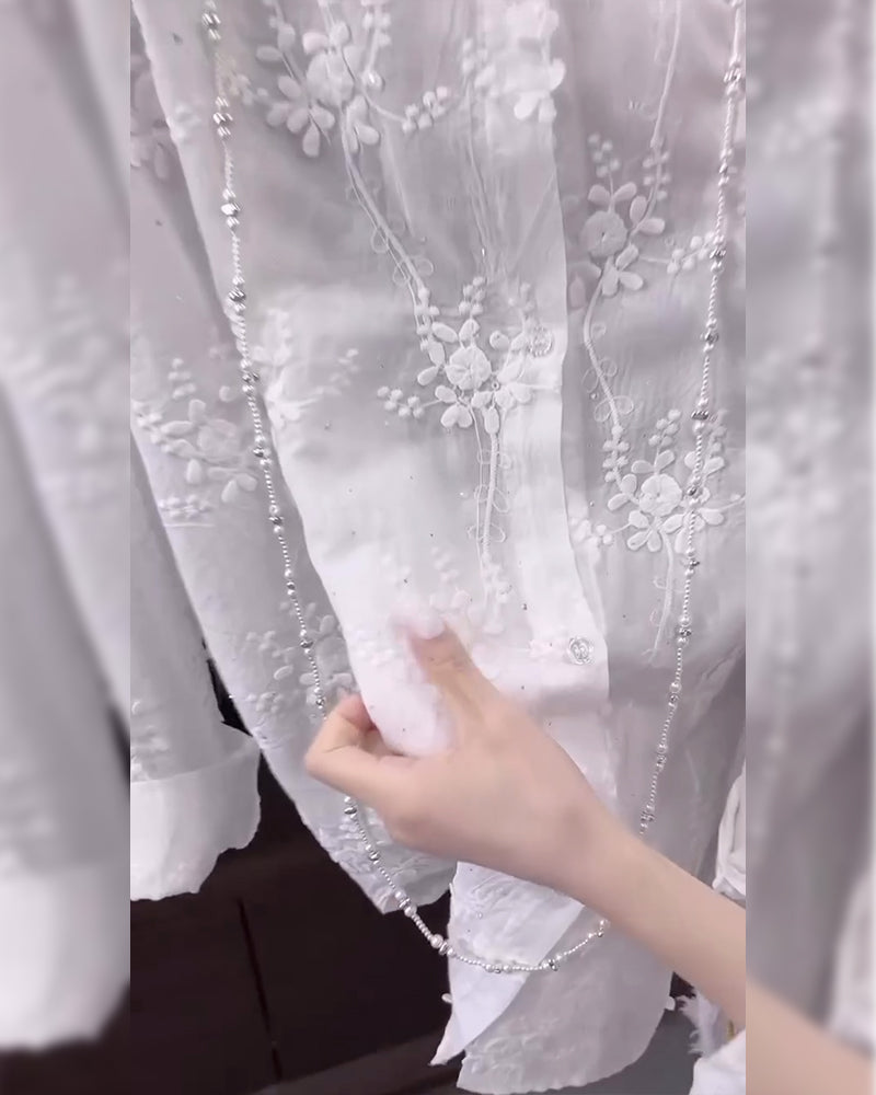 Annalise | Floral Solid Color Shirt with Dropped Shoulders