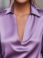 Eva | Premium V-Neck Satin Blouse