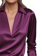 Eva | Premium V-Neck Satin Blouse