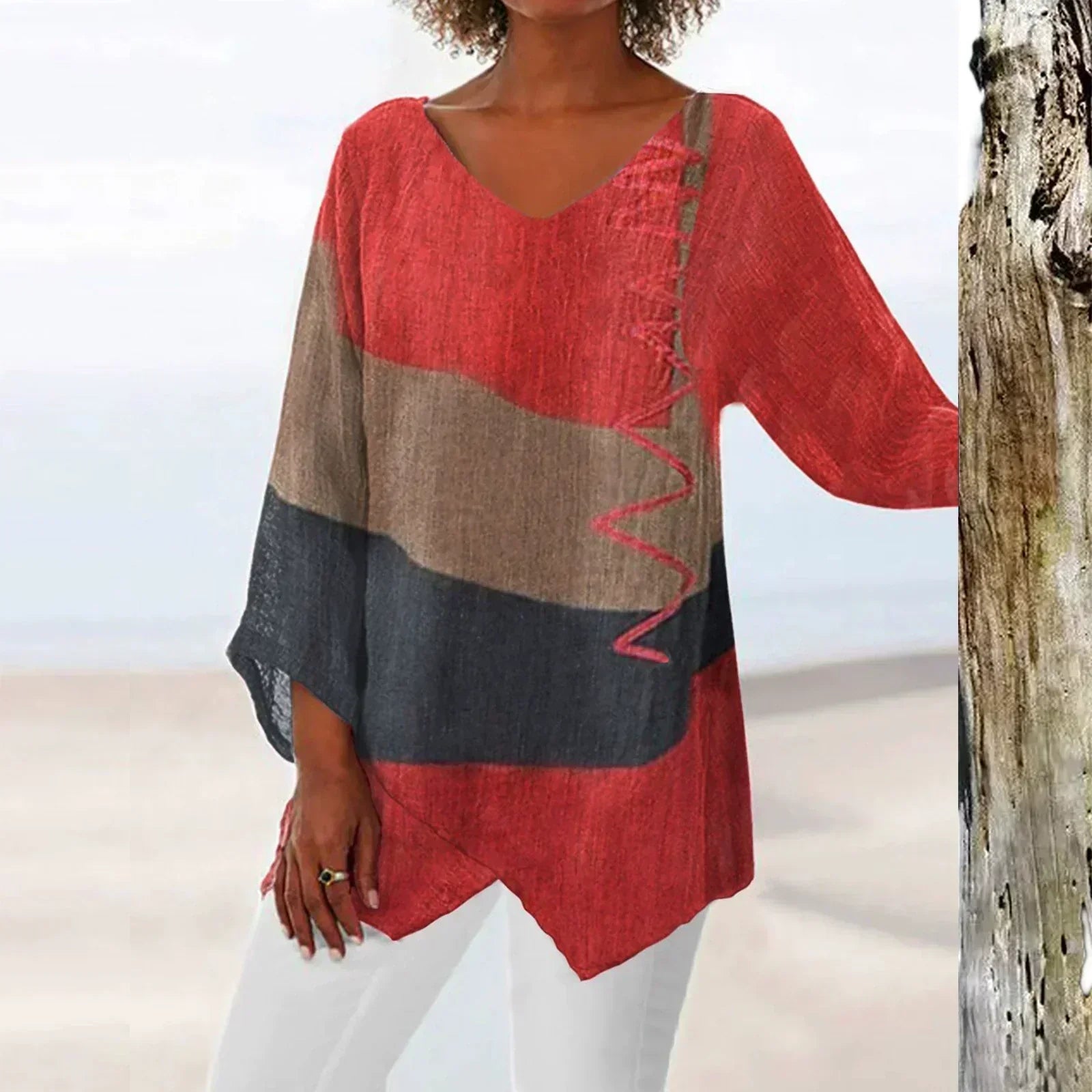 Crystal | Artistic Long Shirt with V-Neck
