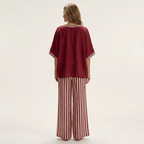 Juliana | V-Neck Varsity Top & Stripe Wide-Leg Set