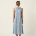 Vicky | Ruffle-Front V-Neck Sleeveless Linen Maxi Dress