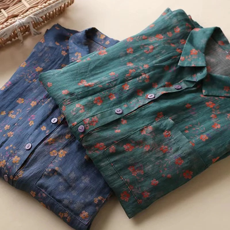 Annette | Floral Half-Placket Shirt
