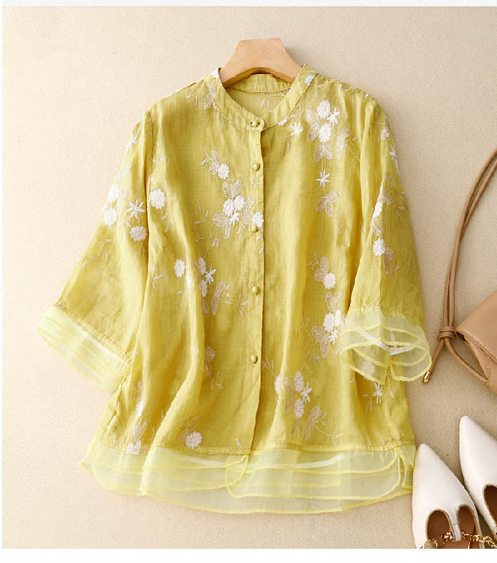 Courtney | Chic Blouse with Floral Accents