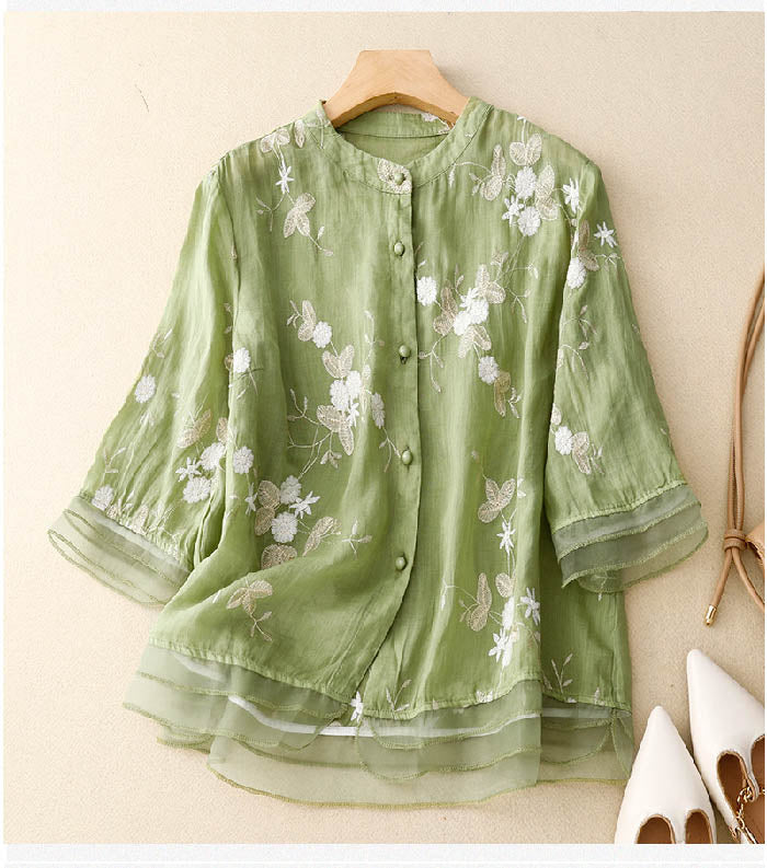 Courtney | Chic Blouse with Floral Accents